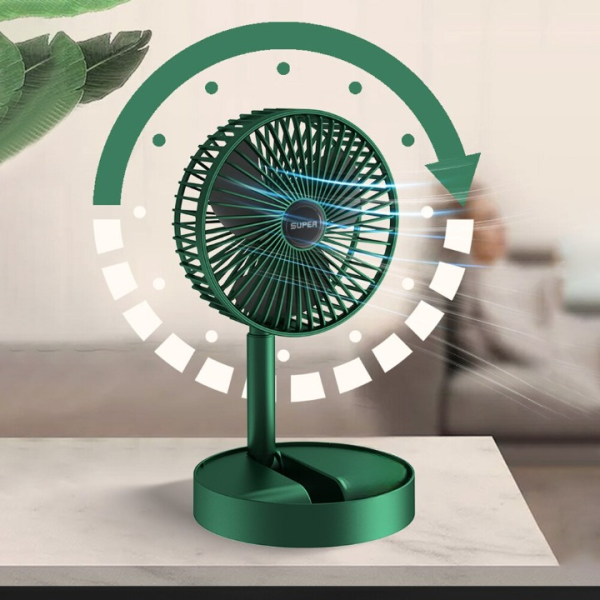 Folding Telescopic Floor Fan Silent & Adjustable | USB Rechargeable Desktop Fan for Home, Office, Bedroom & School (Random Color)